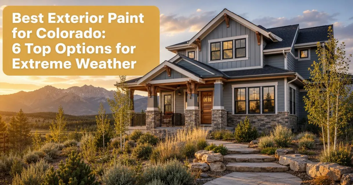 Freshly painted slate gray Craftsman home exterior with crisp siding and Colorado foothills backdrop golden hour exterior paint