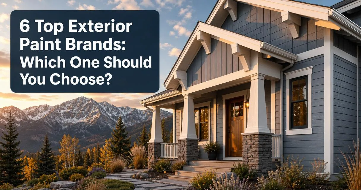 Freshly painted craftsman home exterior with crisp siding and Rocky Mountain backdrop at golden hour showing exterior paint quality