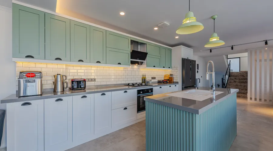 Mid-Tone & Earthy Greens - Stylish kitchen featuring contemporary design