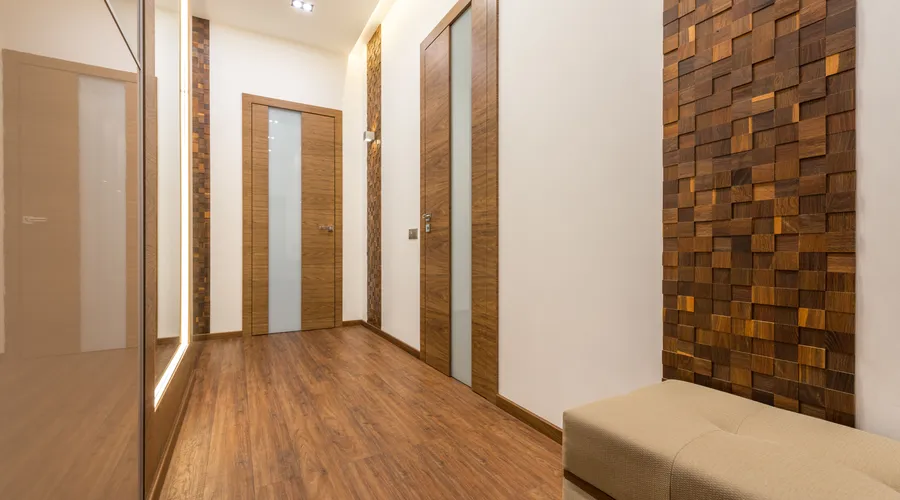 Best Paint by Door Material - Contemporary hallway featuring wooden doors