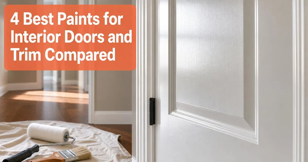 Freshly painted interior door with smooth semi-gloss trim under natural window light showcasing quality enamel finish