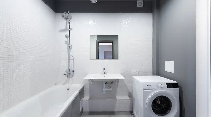 Satin Finish - Modern bathroom design featuring bathtub